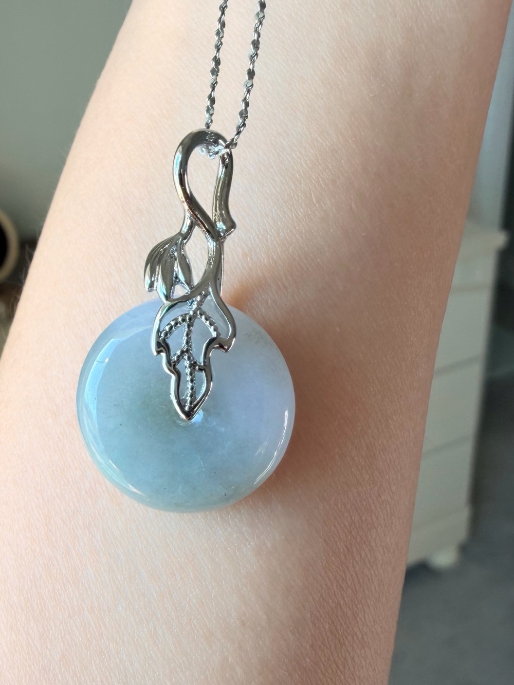 Natural Grade A Burmese Dual-Tone Lavender & Green Jadeite Ping'an Kou Pendant